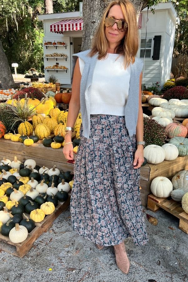 Murphy skirt, fall garden print