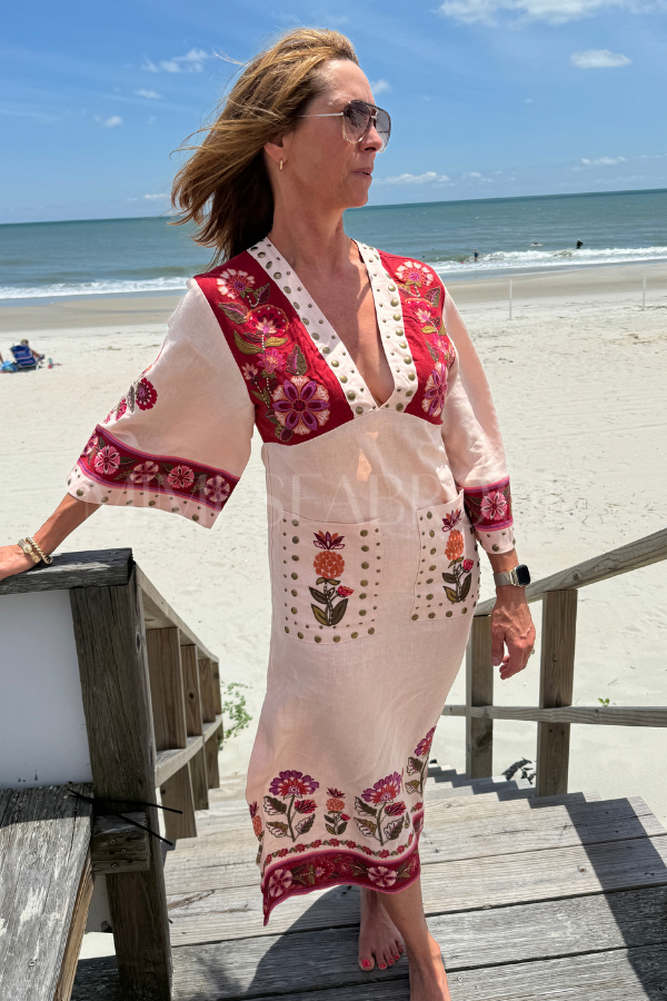 Nature Embroidered Cream Maxi Dress by Farm Rio