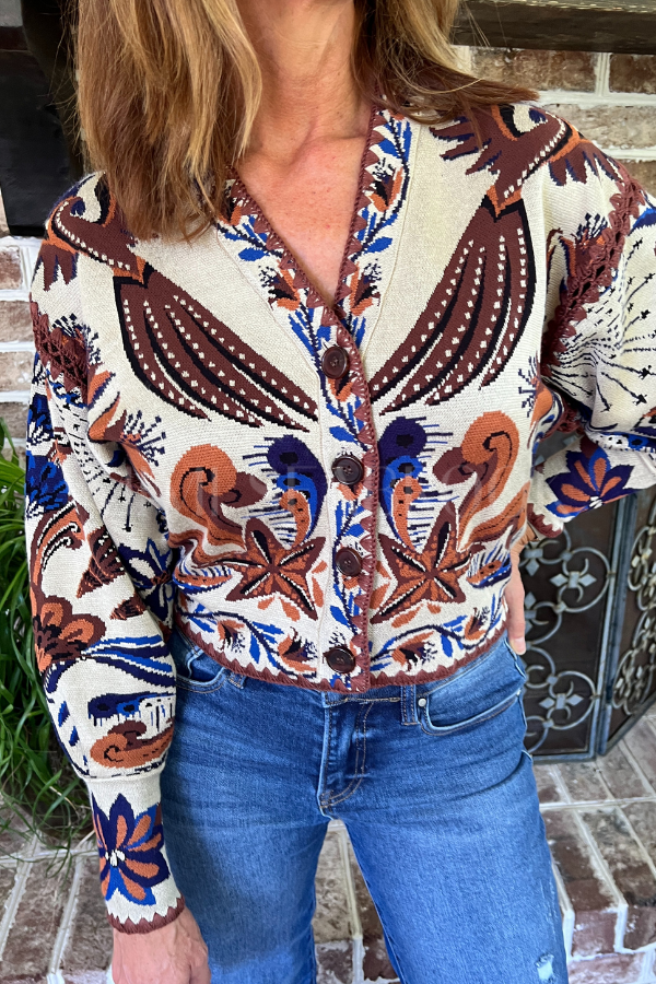 Nature Land Sand Knit Cardigan by Farm Rio