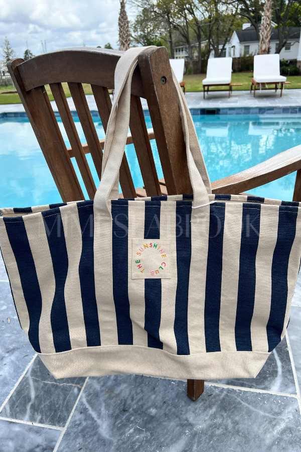 Navy Stripe Canvas Tote by Sunshine Tienda