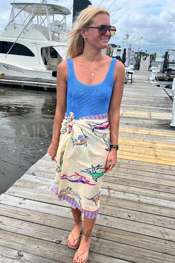 North Inlet Sarong by King + Pitt, chroma reef print