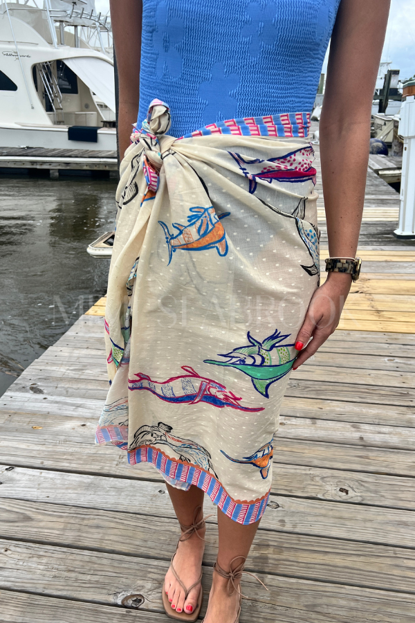 North Inlet Sarong by King + Pitt, chroma reef print