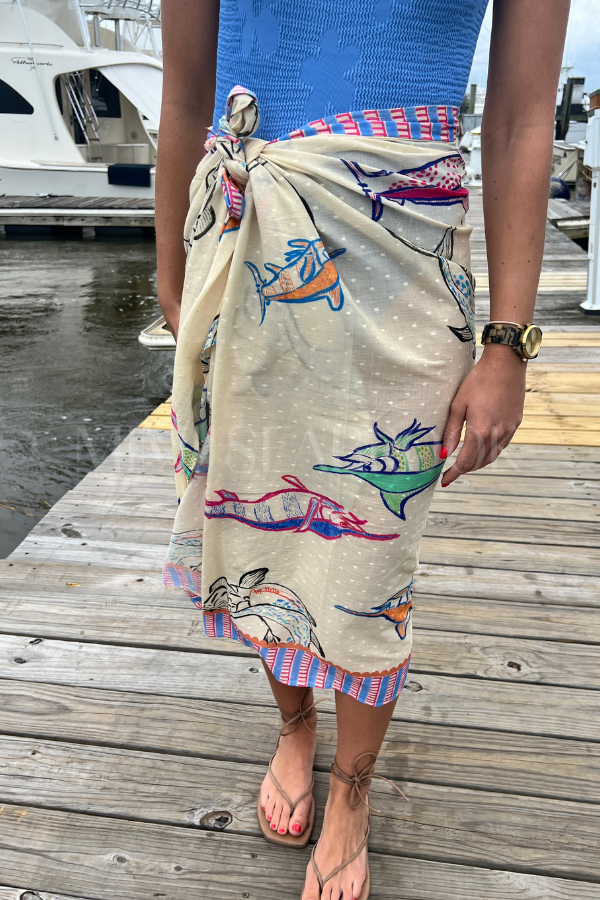 North Inlet Sarong by King + Pitt, chroma reef print