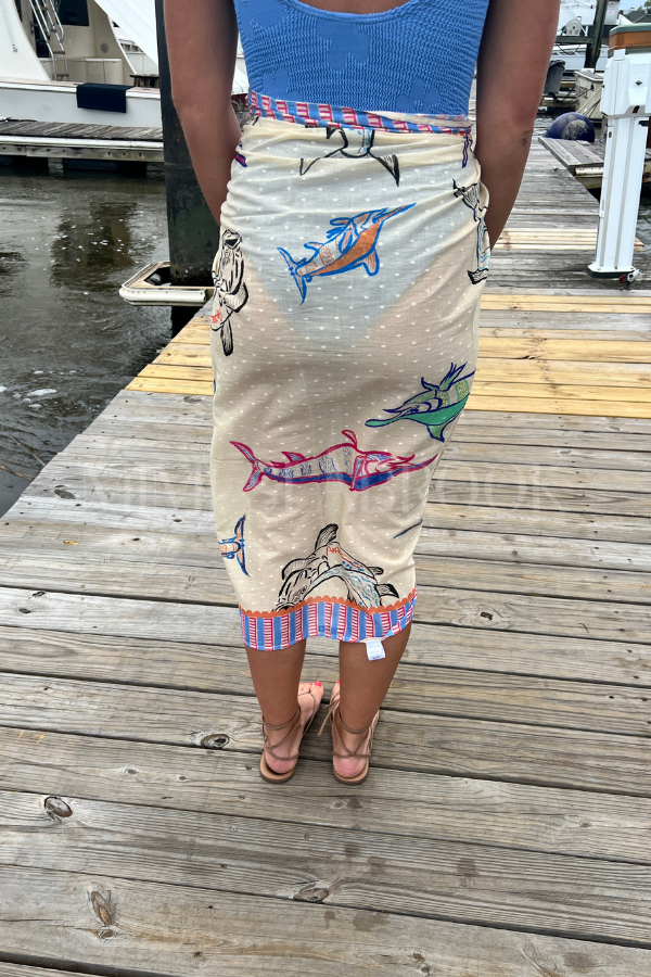North Inlet Sarong by King + Pitt, chroma reef print