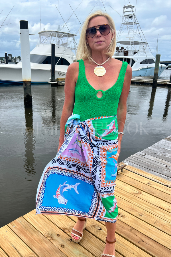 North Inlet Sarong / scarf  by King + Pitt, conch republic print