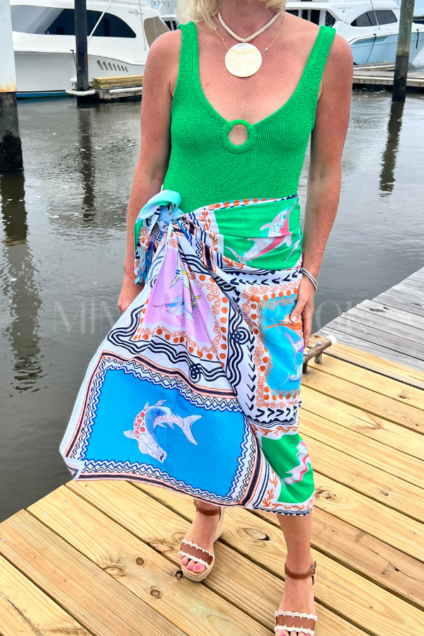 North Inlet Sarong / scarf  by King + Pitt, conch republic print