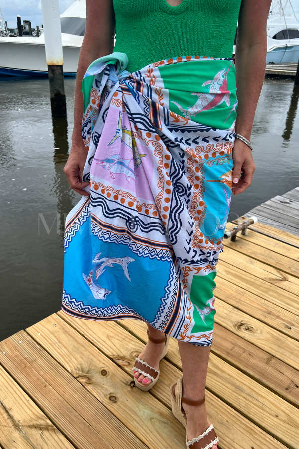 North Inlet Sarong / scarf  by King + Pitt, conch republic print