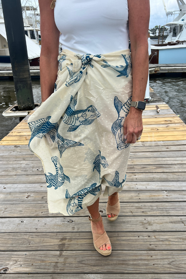 North Inlet Sarong / scarf by King + Pitt, silver king print