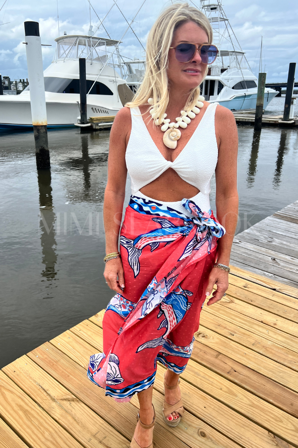North Inlet Sarong / Scarf by King + Pitt, sunset tarpon print (pre-order)