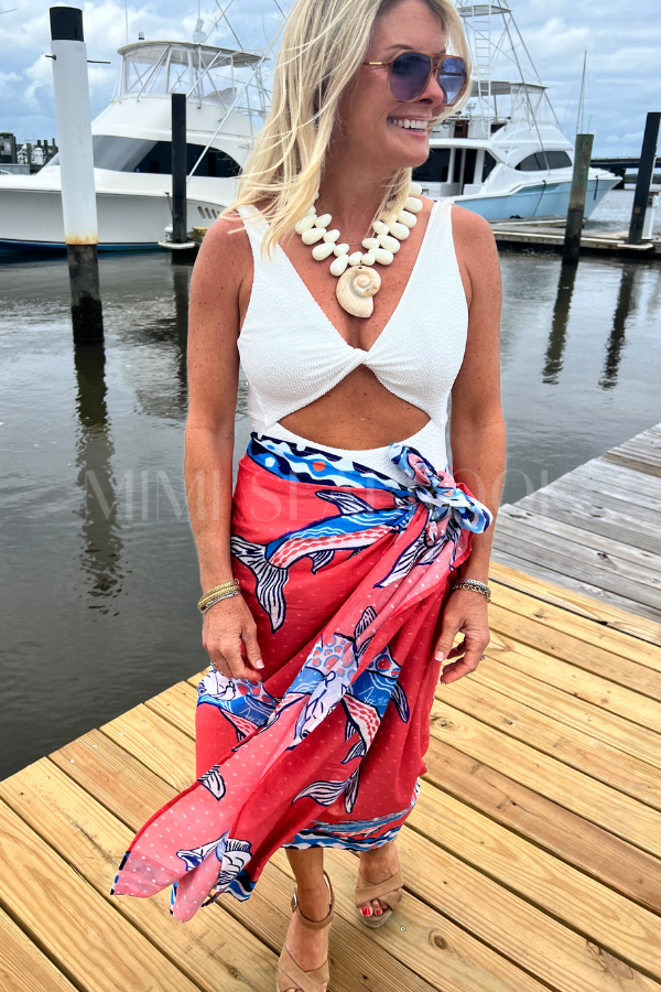 North Inlet Sarong / Scarf by King + Pitt, sunset tarpon print (pre-order)