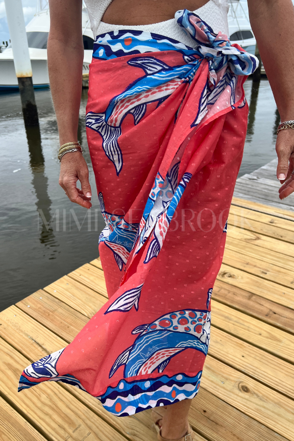 North Inlet Sarong / Scarf by King + Pitt, sunset tarpon print (pre-order)