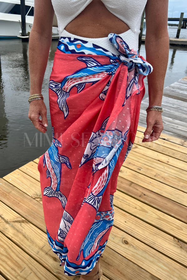 North Inlet Sarong / Scarf by King + Pitt, sunset tarpon print (pre-order)