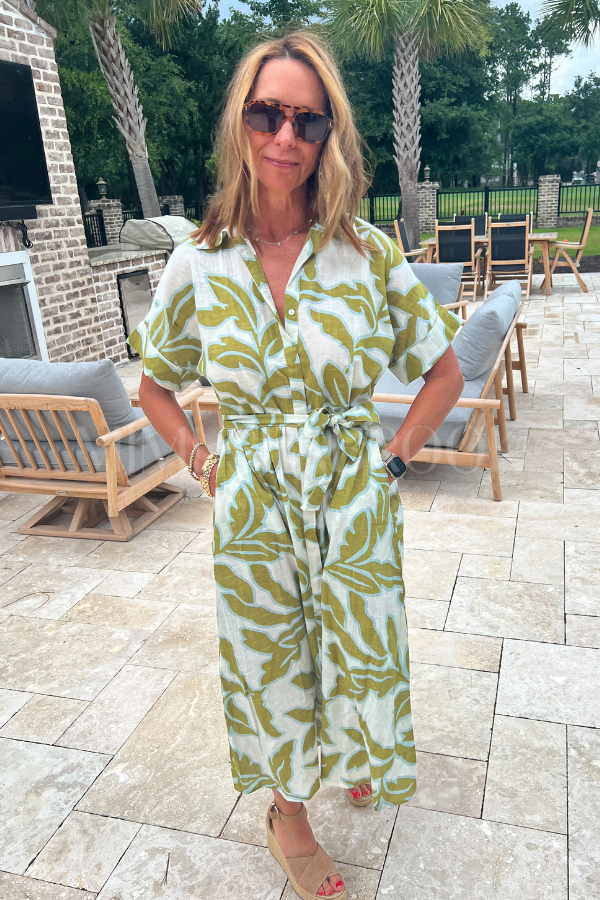 Oaklie dress, olive/white