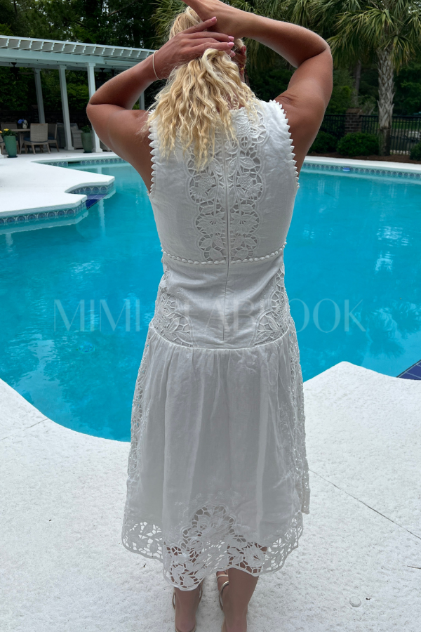 Off White Richilieur Midi Dress by Farm Rio