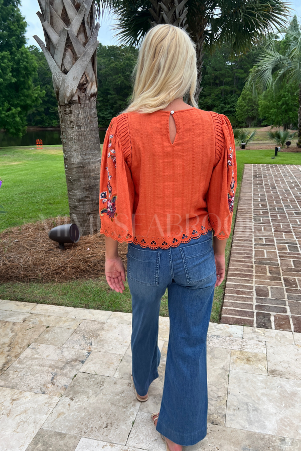 Orange Boho Flowers Blouse by Farm Rio