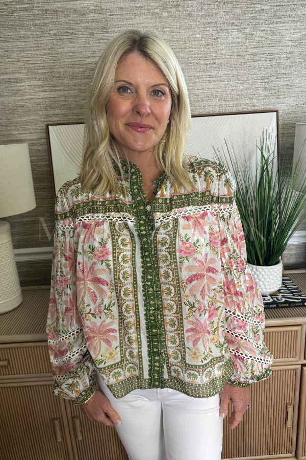 Palm Dream Off-White Blouse by Farm Rio