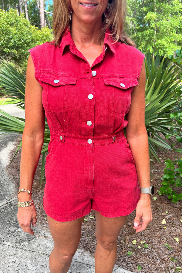 Peyton romper, washed red