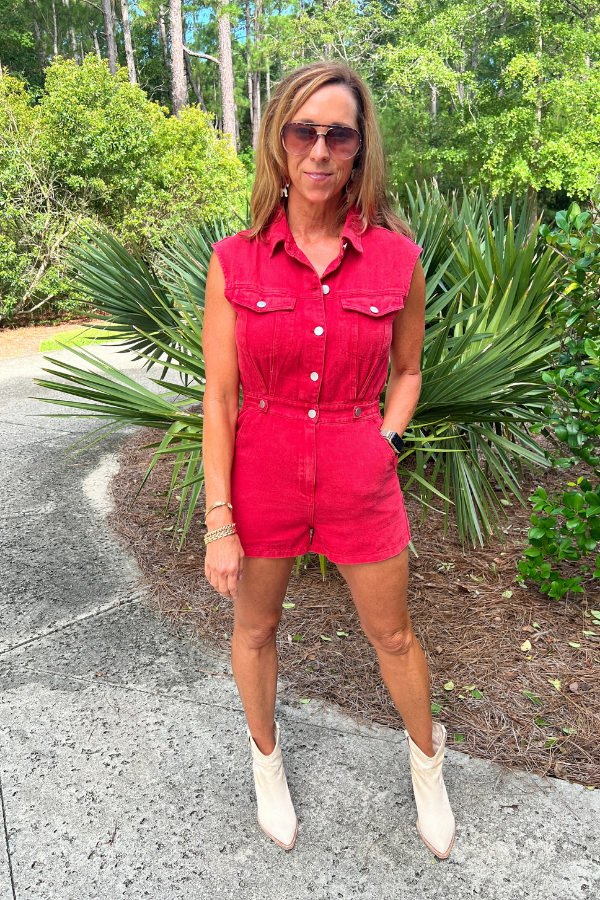 Peyton romper, washed red