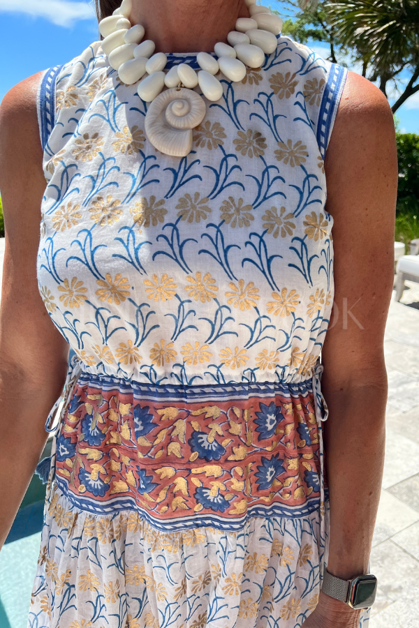 Piped Maxi Dress, Geneva Blue by Oliphant