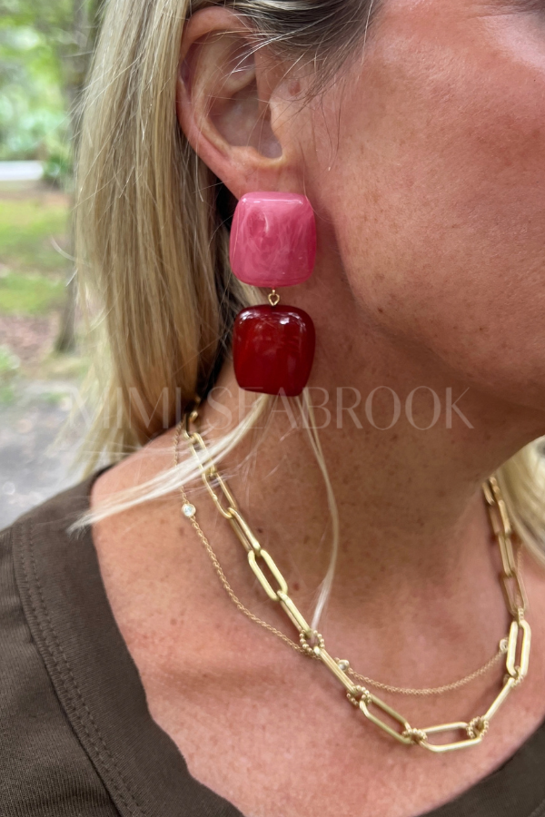 Poppy earrings, burgundy