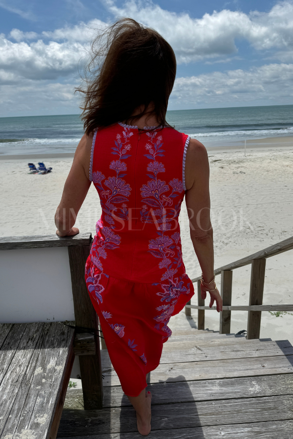 Porcelain Garden Red Midi Dress by Farm Rio