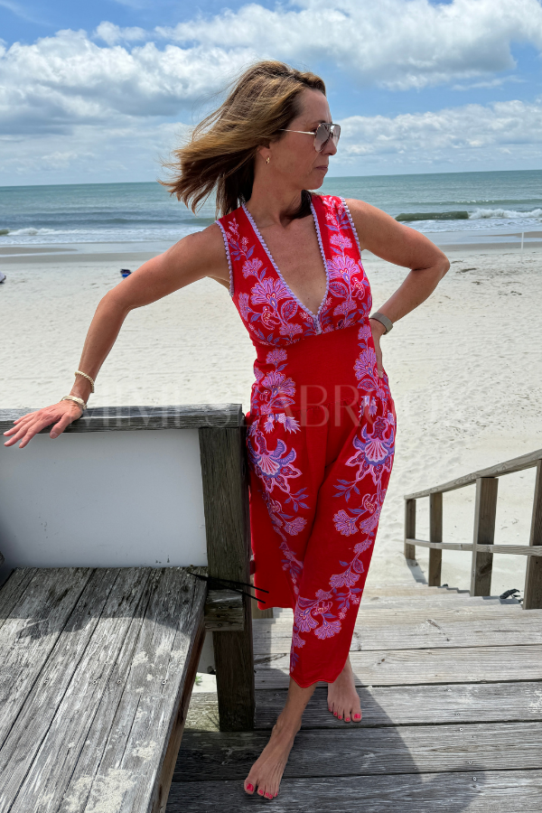 Porcelain Garden Red Midi Dress by Farm Rio