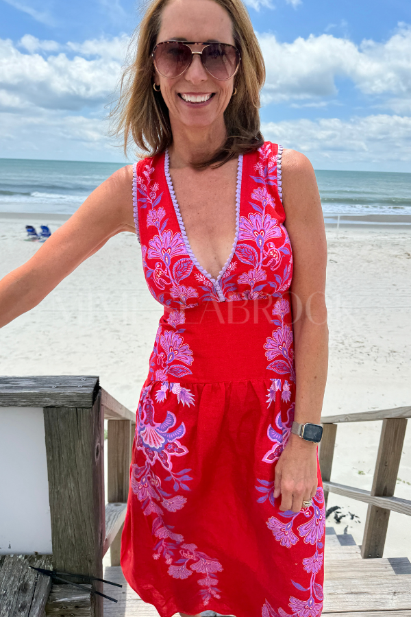 Porcelain Garden Red Midi Dress by Farm Rio
