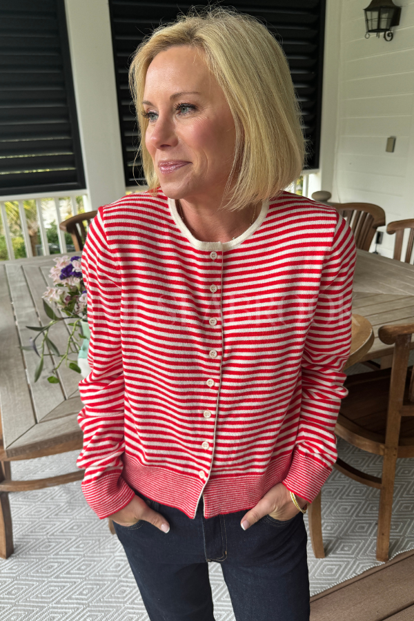 Randel sweater, red/white