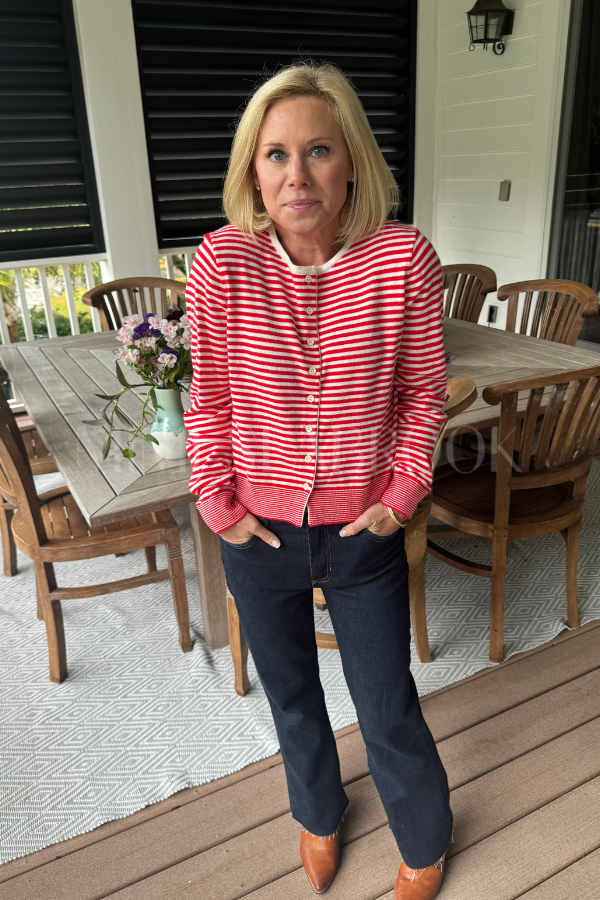 Randel sweater, red/white