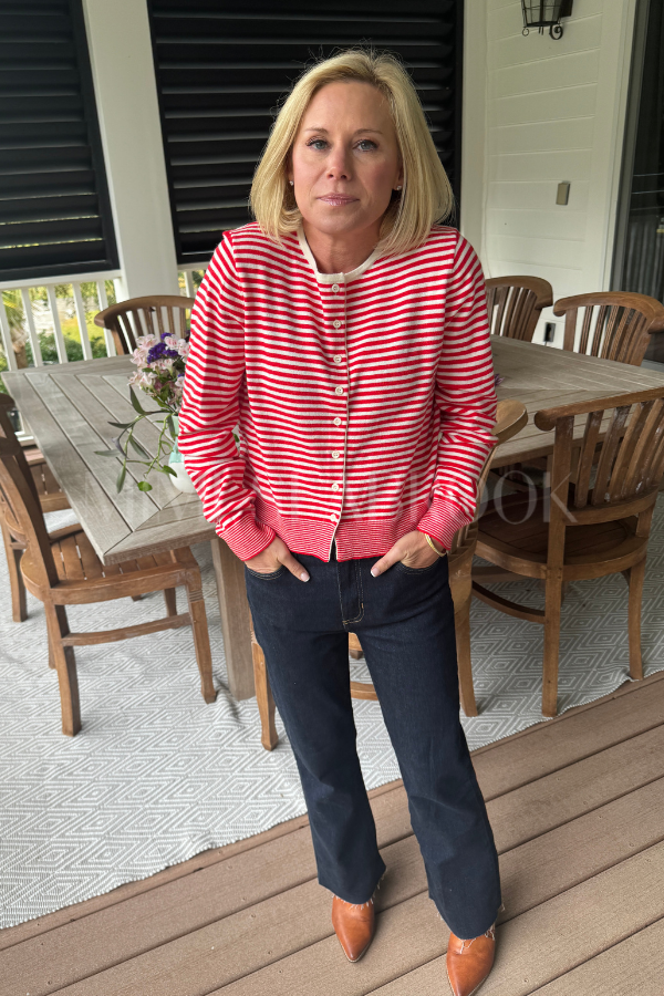 Randel sweater, red/white