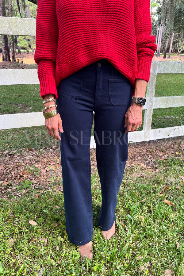 Reina high rise wide leg jeans, navy