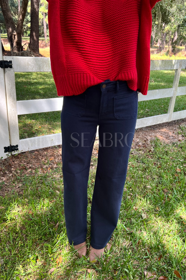 Reina high rise wide leg jeans, navy