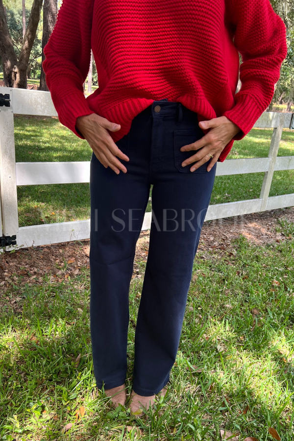 Reina high rise wide leg jeans, navy