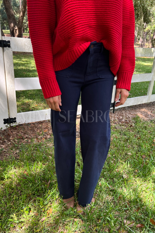 Reina high rise wide leg jeans, navy