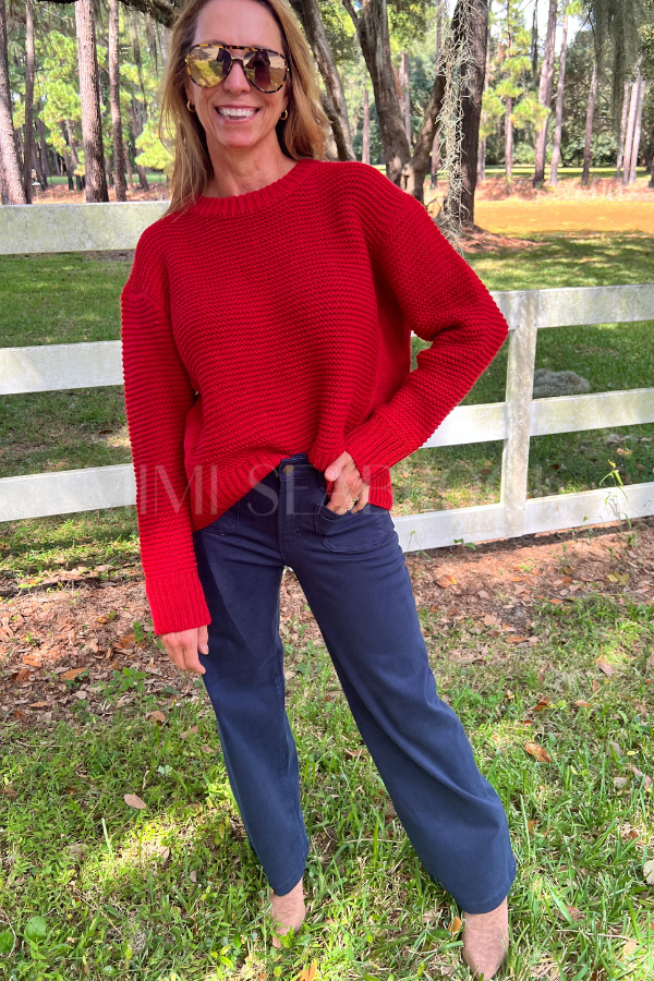 Reina high rise wide leg jeans, navy