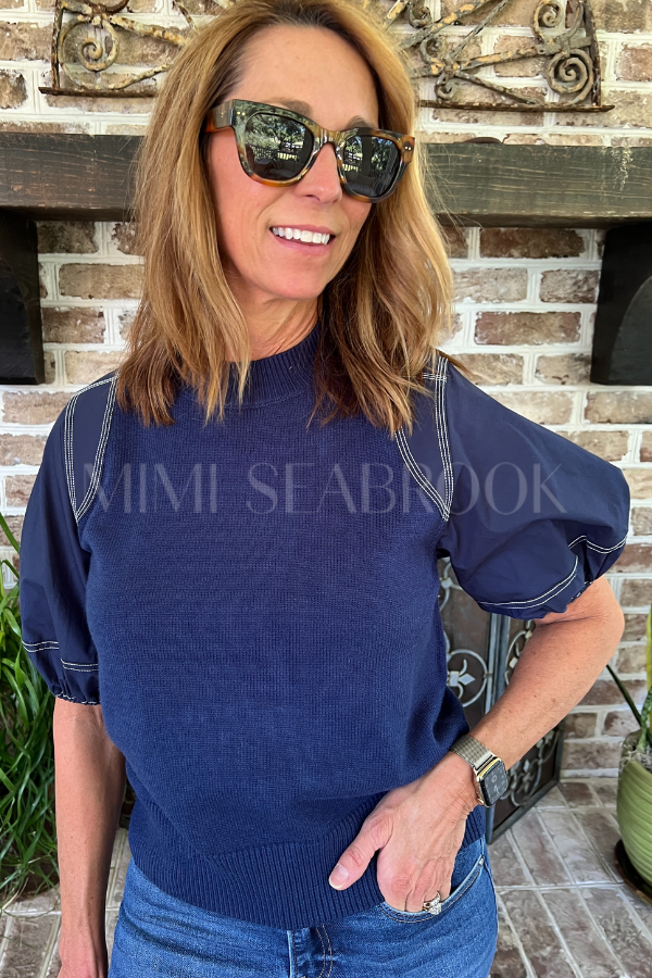 Rhona sweater top, navy