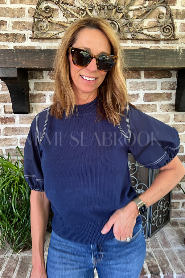 Rhona sweater top, navy