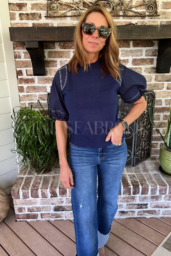 Rhona sweater top, navy