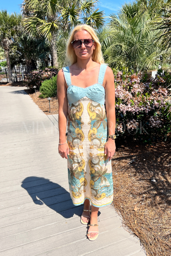 Royal Sea Multicolor Sleeveless Maxi Dress by Farm Rio