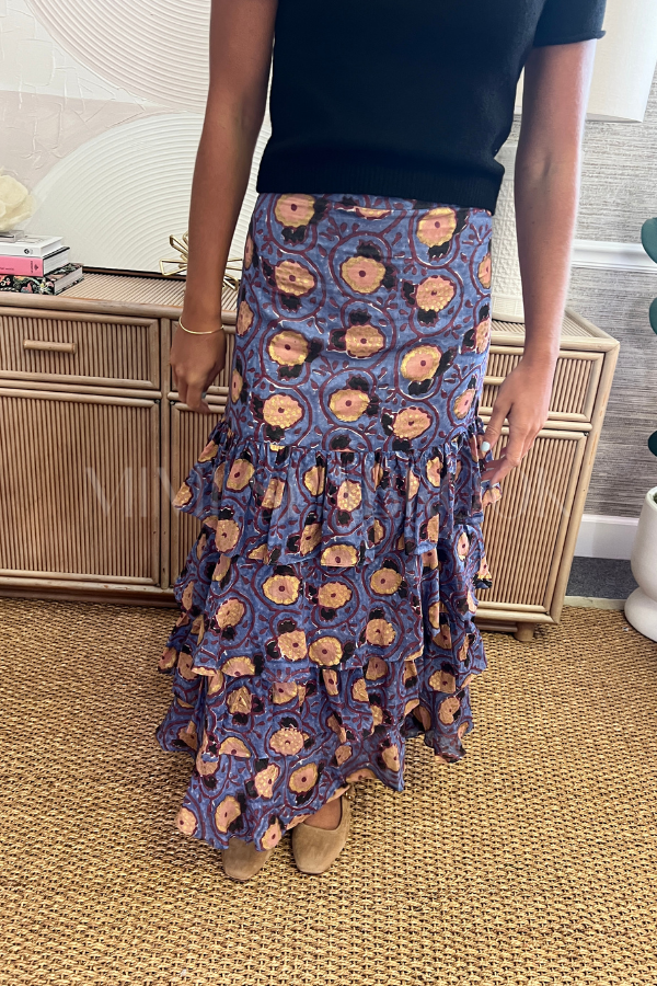 Ruffle Maxi Skirt, Verona Blue by Oliphant