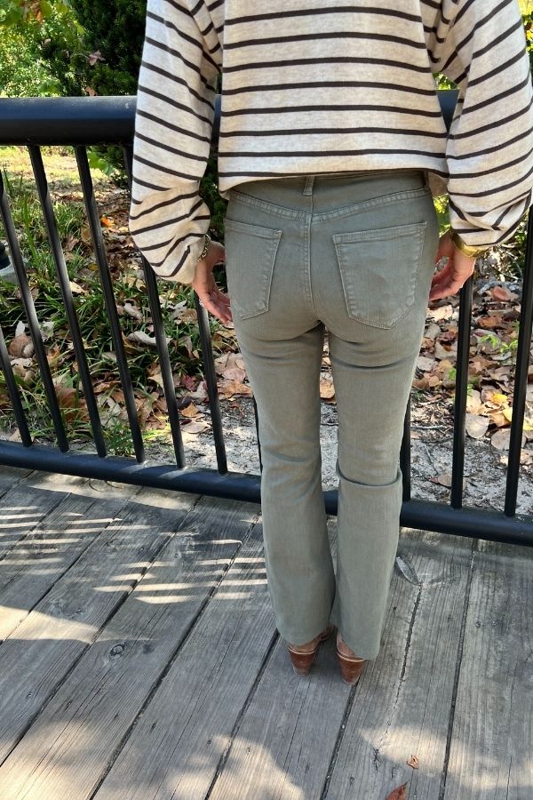 Sammy cropped kick flare jeans, olive