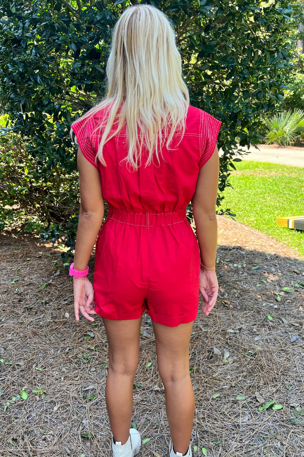 Sauter romper, red