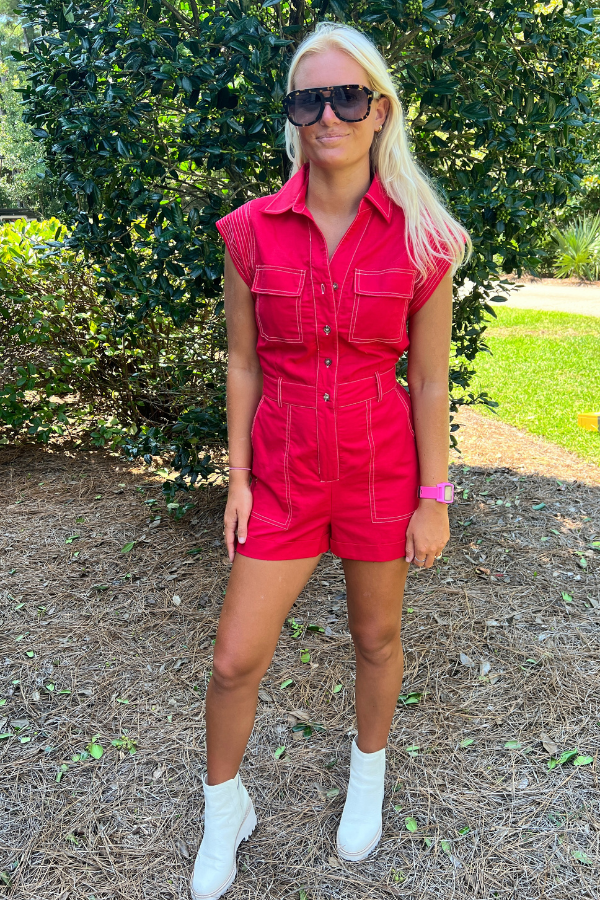 Sauter romper, red