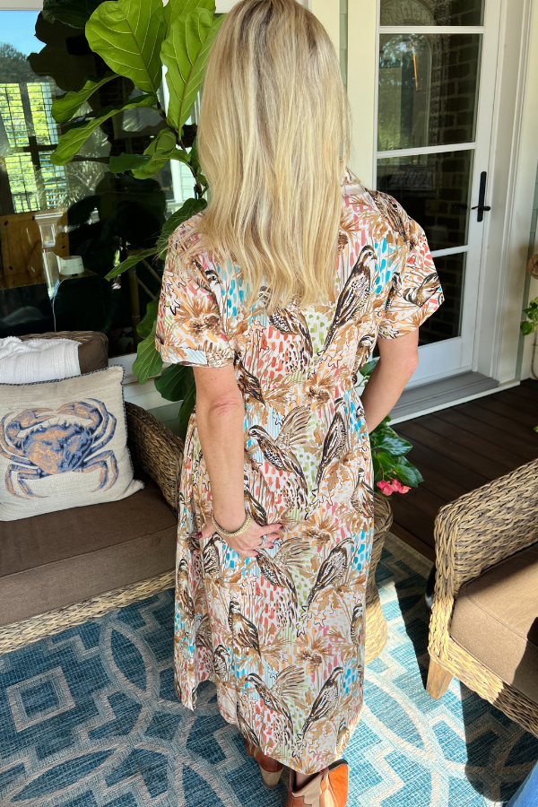 Seymour dress by Holly Shae, quail print