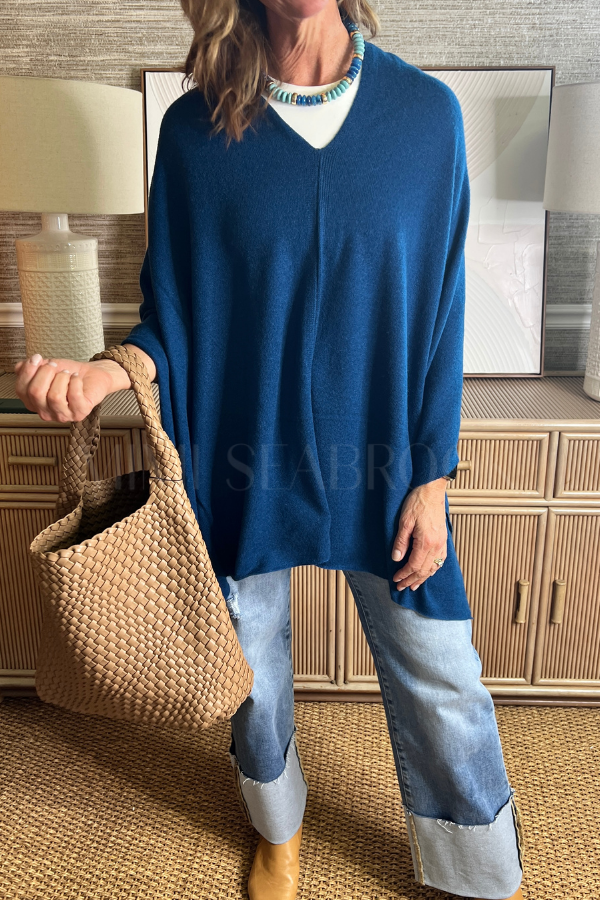 Shayla poncho sweater, peacock