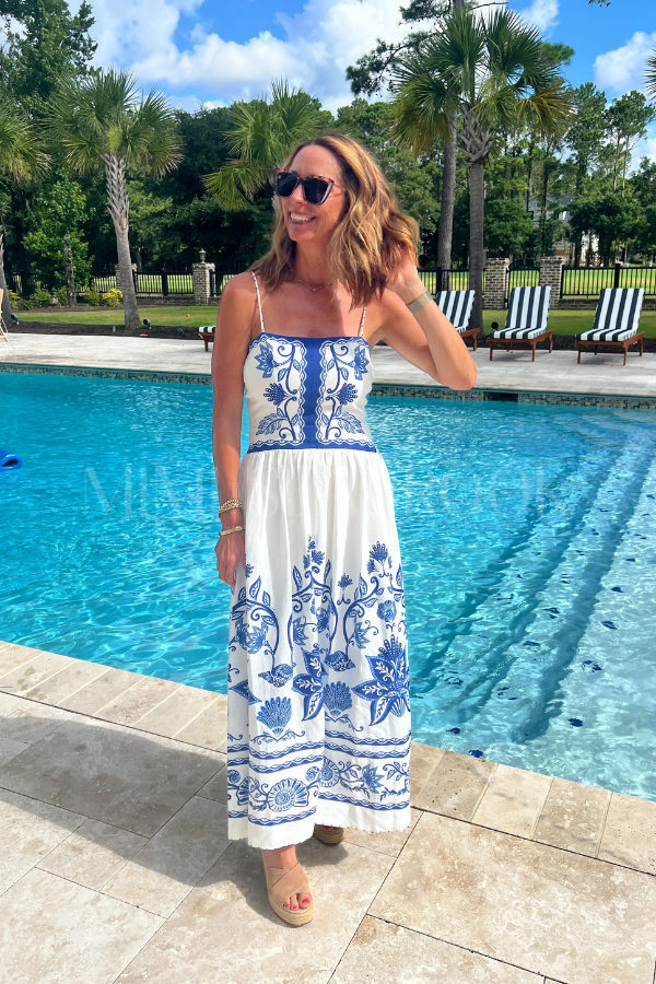 Shell Garden Off-White Midi Dress by Farm Rio