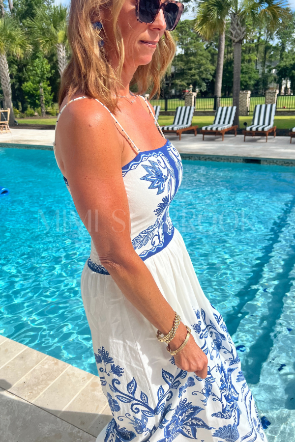 Shell Garden Off-White Midi Dress by Farm Rio