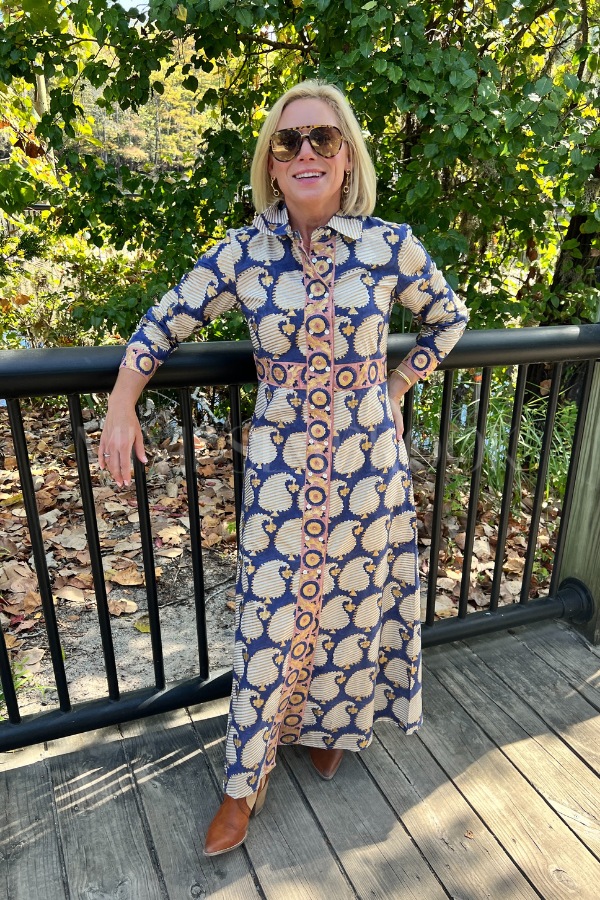 Shirt Maxi Dress, Agra Navy by Oliphant