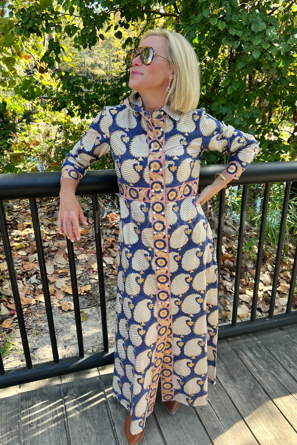 Shirt Maxi Dress, Agra Navy by Oliphant