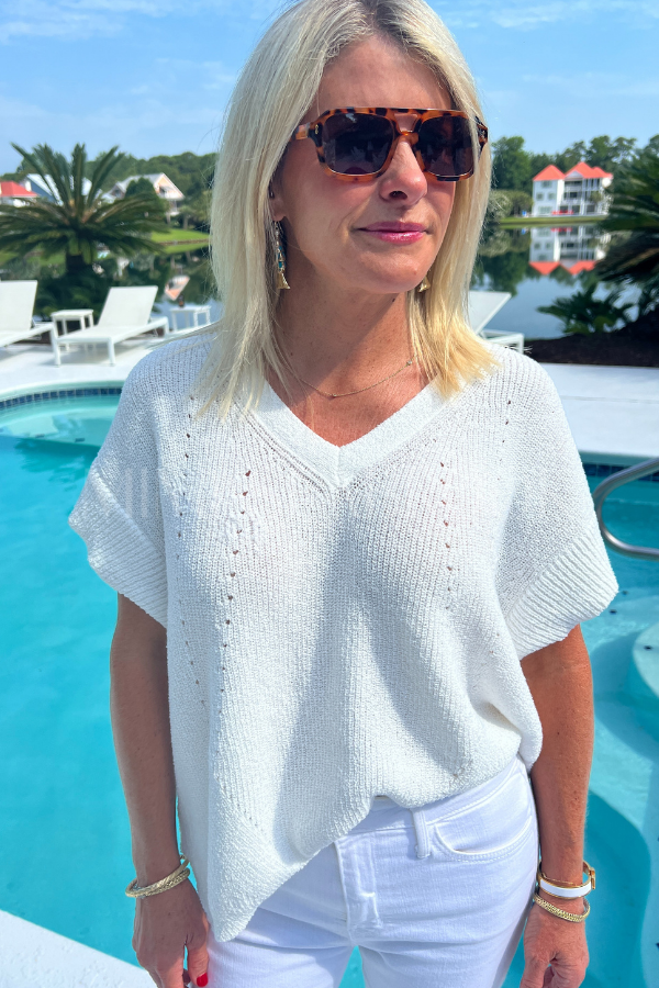 Sidney knit top, off white